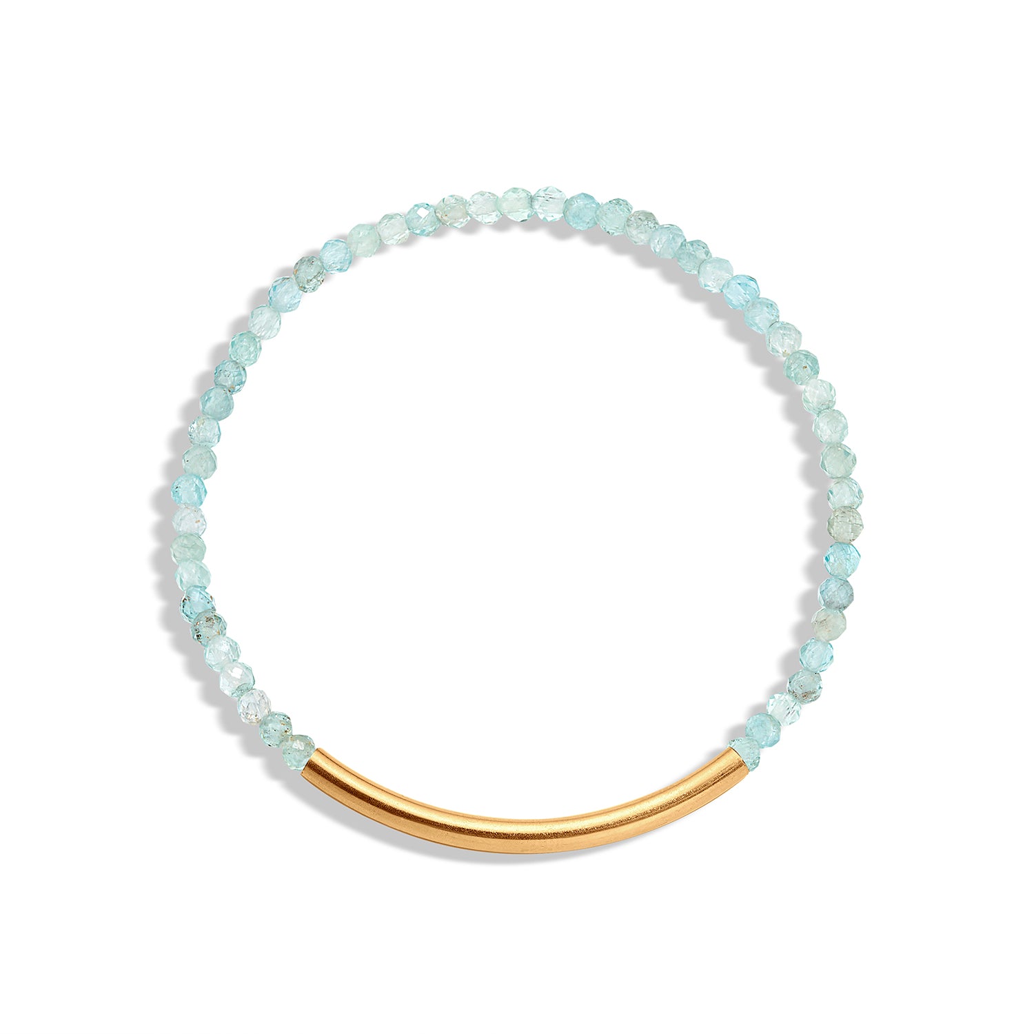 A aquamarine gemstone bracelet with a 14k gold-filled paperclip accent