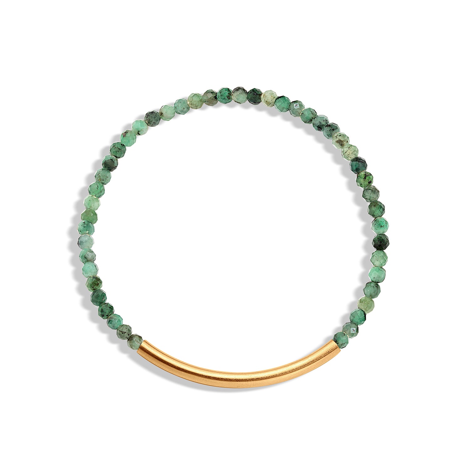 A green gemstone bracelet with a 14k gold-filled paperclip accent