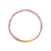 A pink gemstone bracelet with a 14k gold-filled paperclip accent