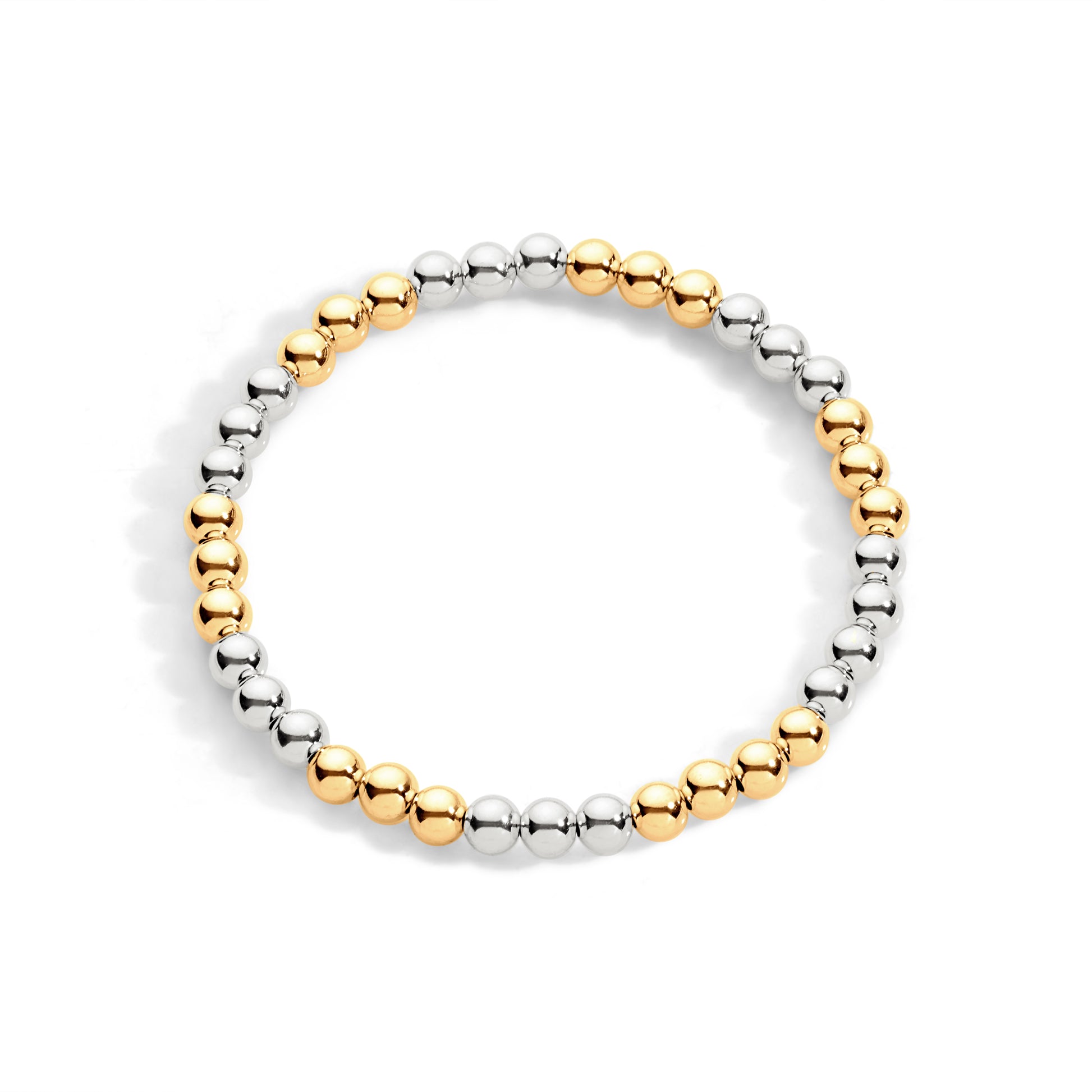 5mm mixed metal stretch bracelet on white background