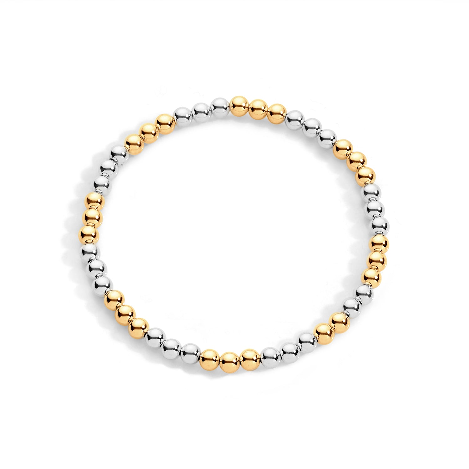 4mm mixed metal stretch bracelet on white background