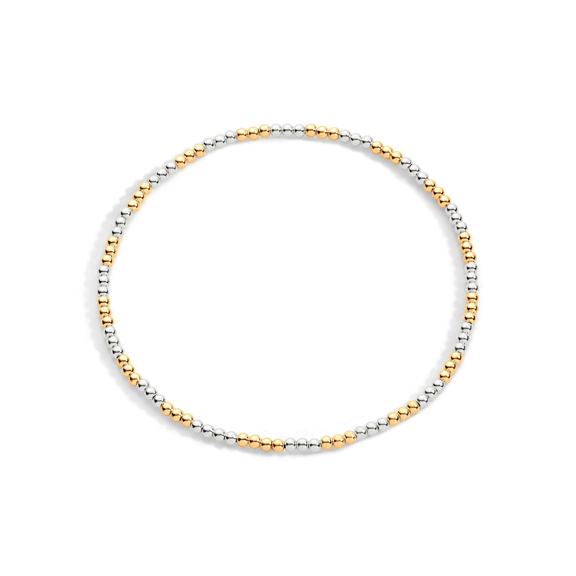 2mm mixed metal stretch bracelet on white background