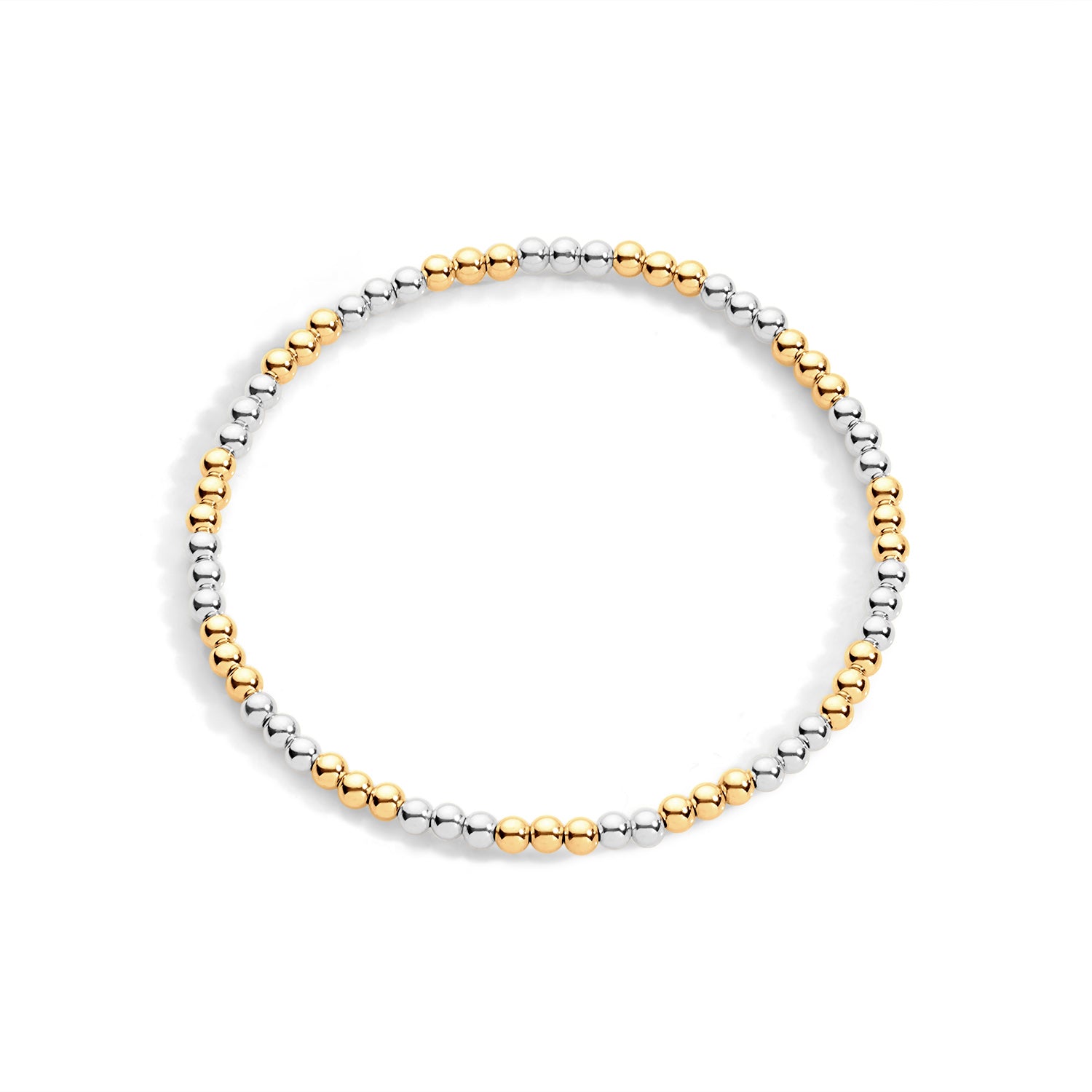 3mm mixed metal stretch bracelet on white background