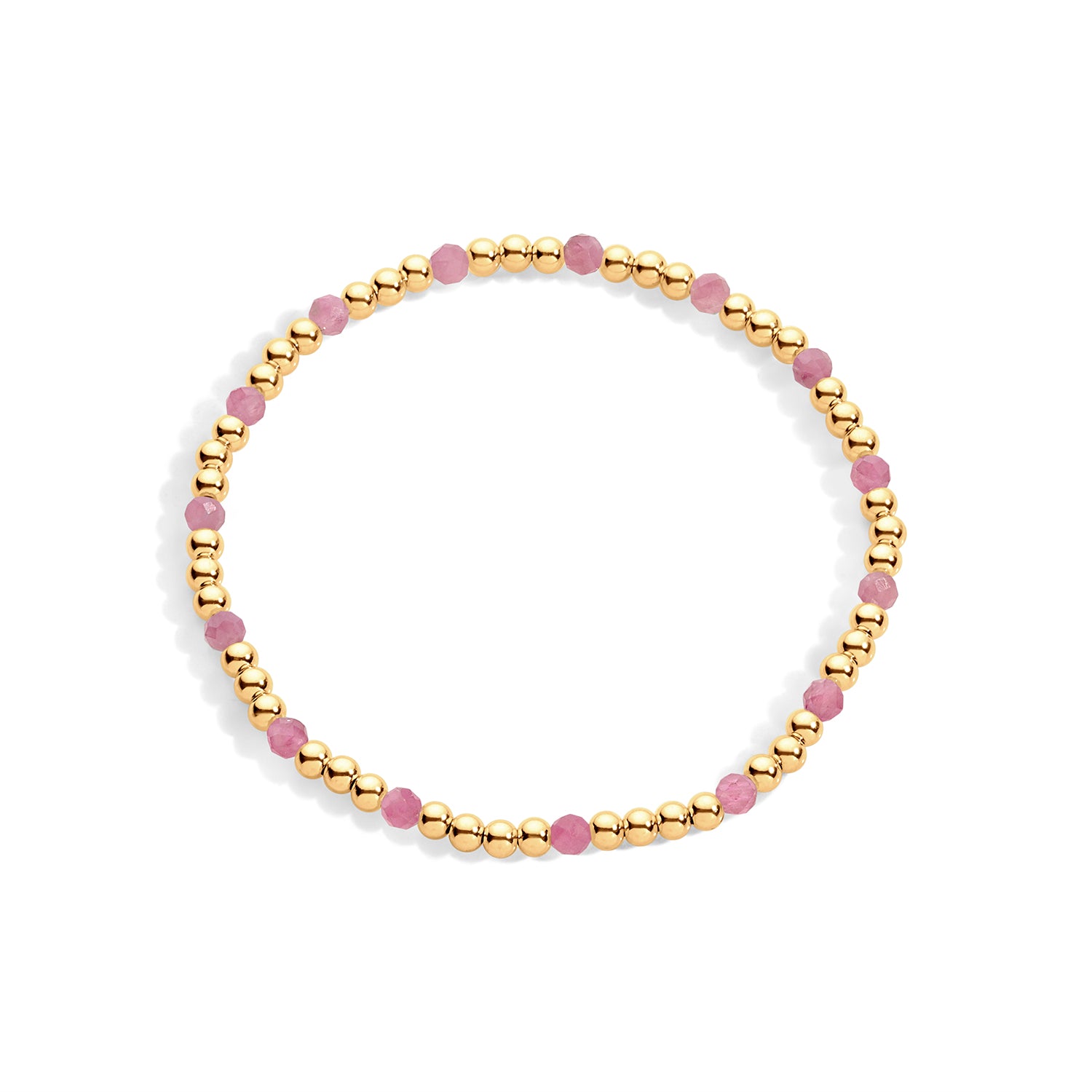 14K gold-filled beaded bracelet with pink tourmaline gemstones