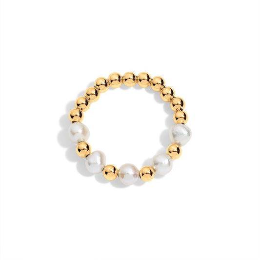 Gold filled beaded ring with pearls