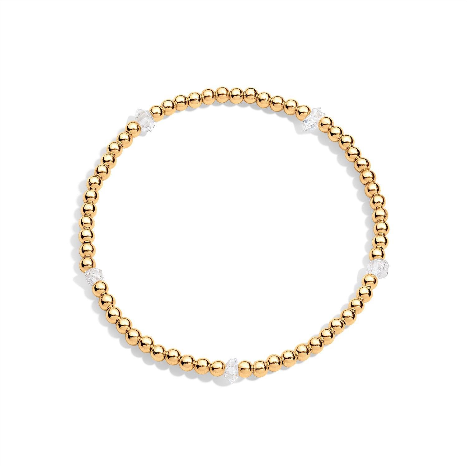 Gold filled beaded bracelet with herkimer diamonds