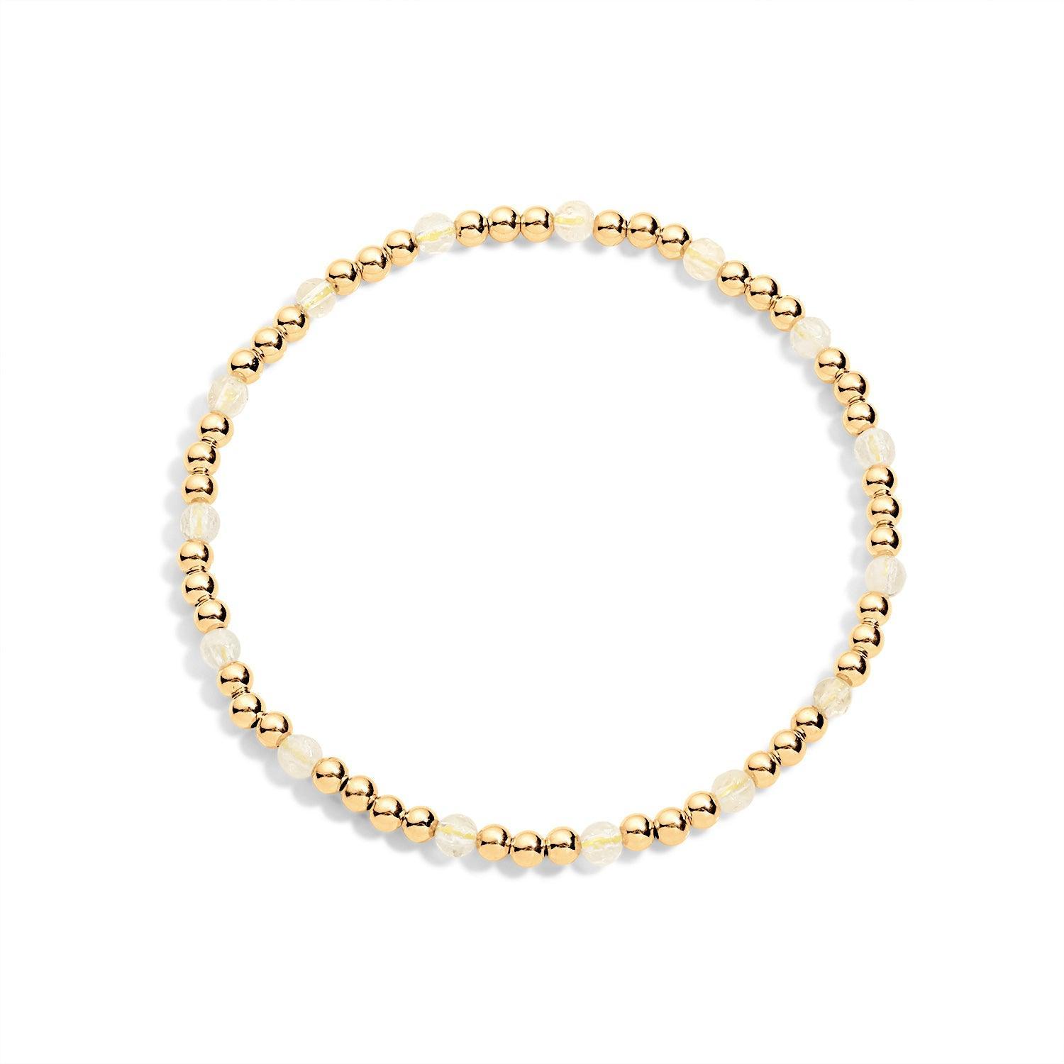 14K gold-filled beaded bracelet with citirine gemstones