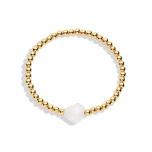 14K gold-filled beaded bracelet with moonstone gemstones