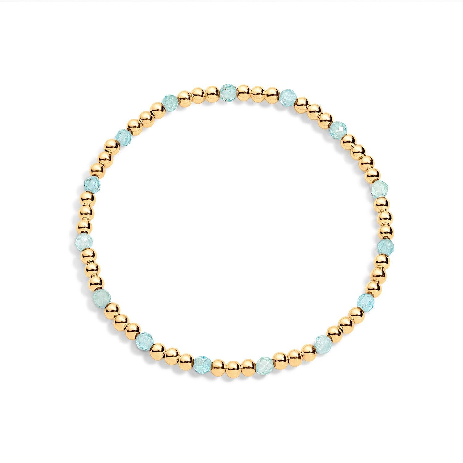 14K gold-filled beaded bracelet with aquamarine gemstones