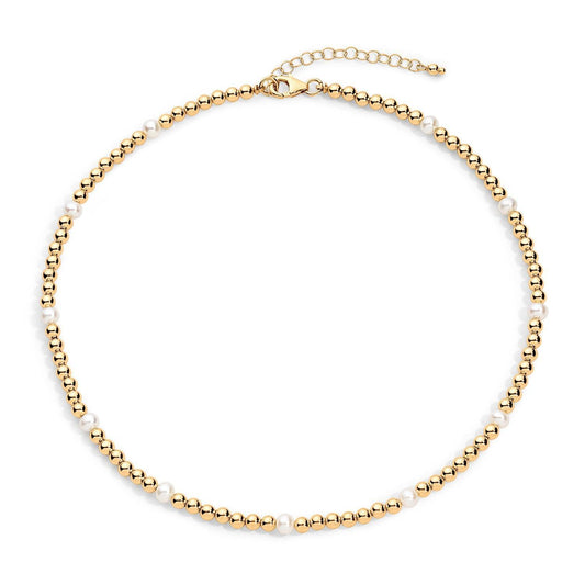 Gold filled beaded necklace with pearls