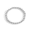 6mm sterling silver beaded stretch bracelet on white background