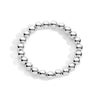 8mm sterling silver beaded stretch bracelet on white background