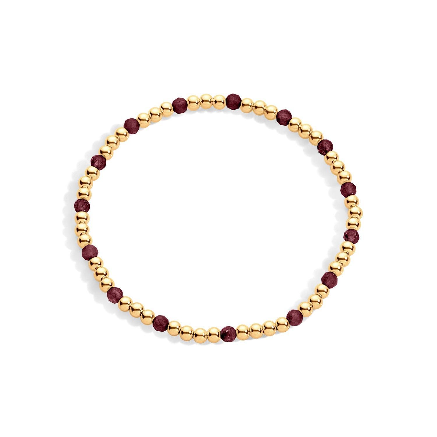 14K gold-filled beaded bracelet with garnet gemstones