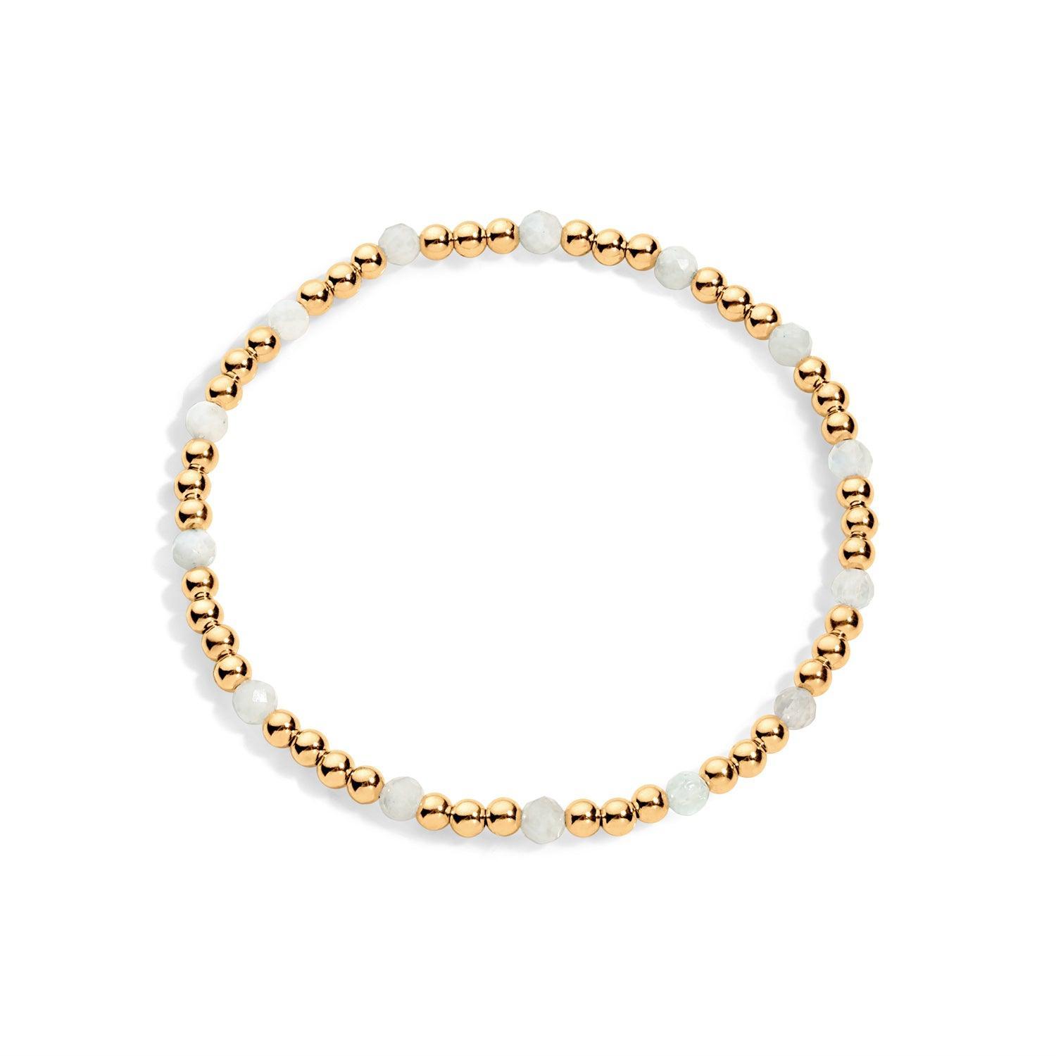 14K gold-filled beaded bracelet with moonstone gemstones