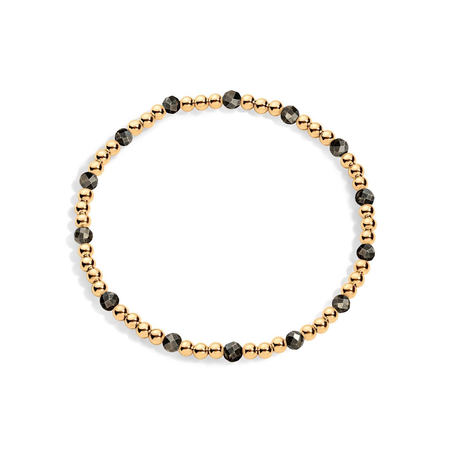 14K gold-filled beaded bracelet with hematite gemstones