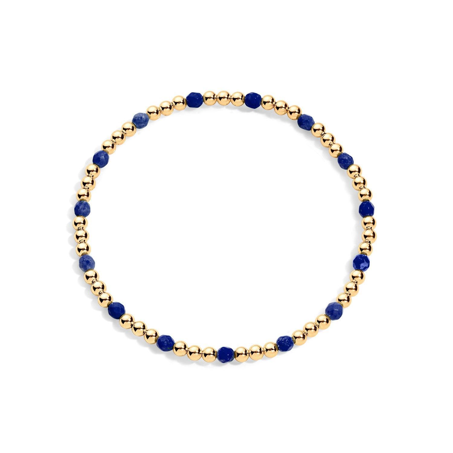 14K gold-filled beaded bracelet with lapis gemstones