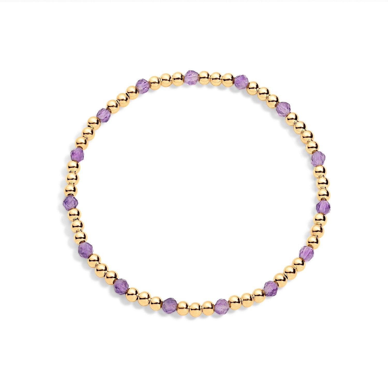 14K gold-filled beaded bracelet with amethyst gemstones