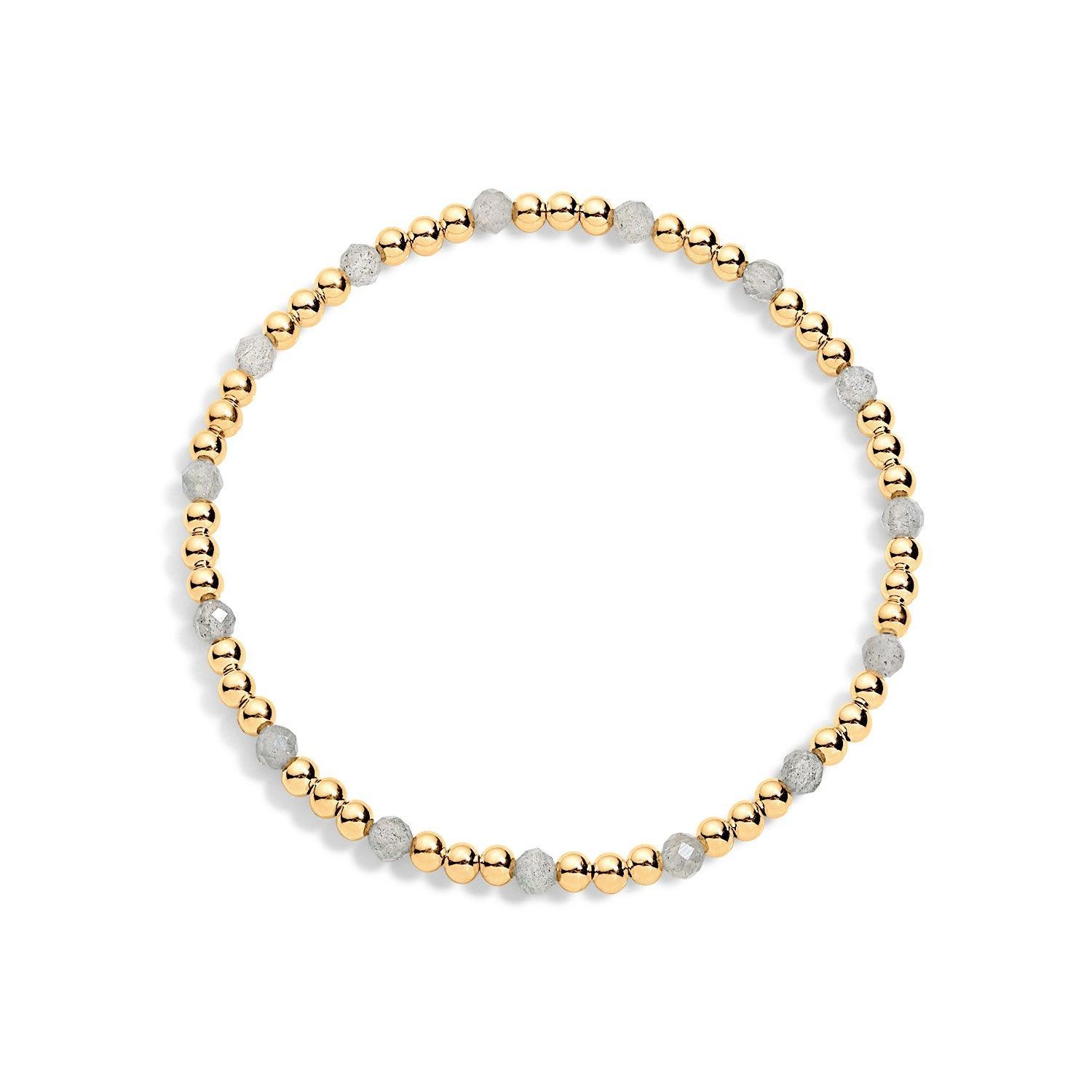 14K gold-filled beaded bracelet with labradorite gemstones
