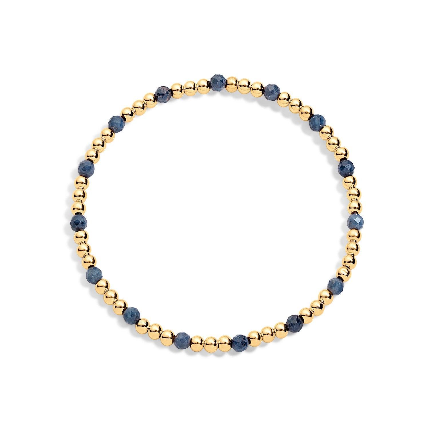 14K gold-filled beaded bracelet with sapphire gemstones