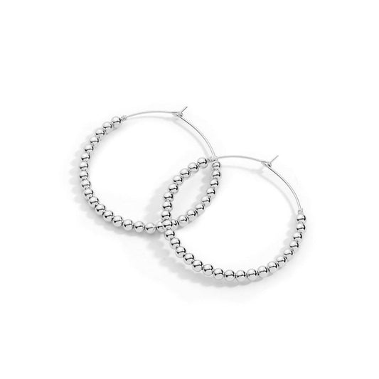 Sterling Silver beaded hoop earrings
