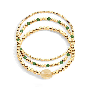 3 gold filled bracelet with emerald gemstones