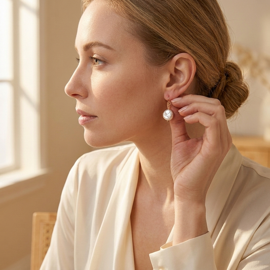 Marina Coin Pearl Earrings