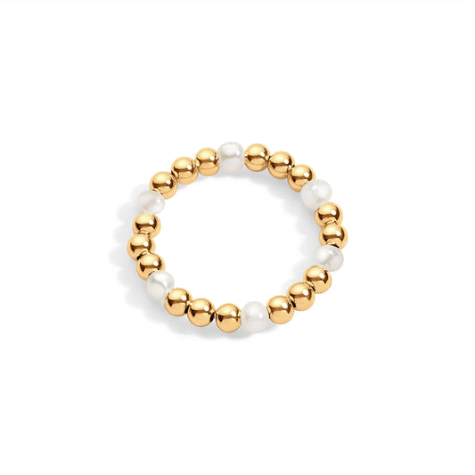 3mm Gold-filled beaded ring accented with pearls