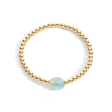 14K gold-filled beaded bracelet with aquamarine gemstones