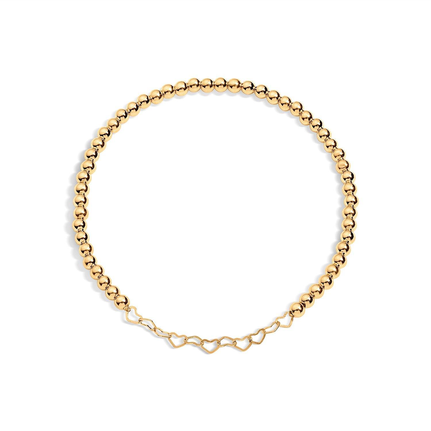 Gold Filled beaded bracelet with gold hearts