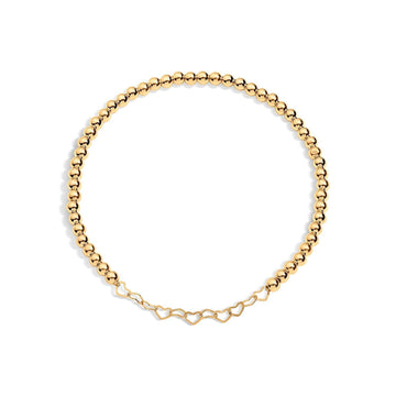 Gold Filled beaded bracelet with gold hearts