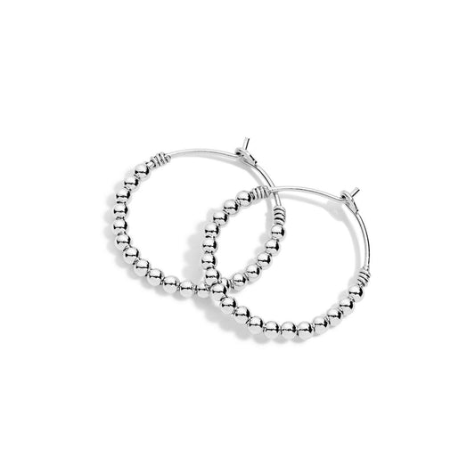 Sterling Silver beaded hoop earrings