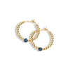 Gold filled beaded hoop earrings with sapphire gemstone