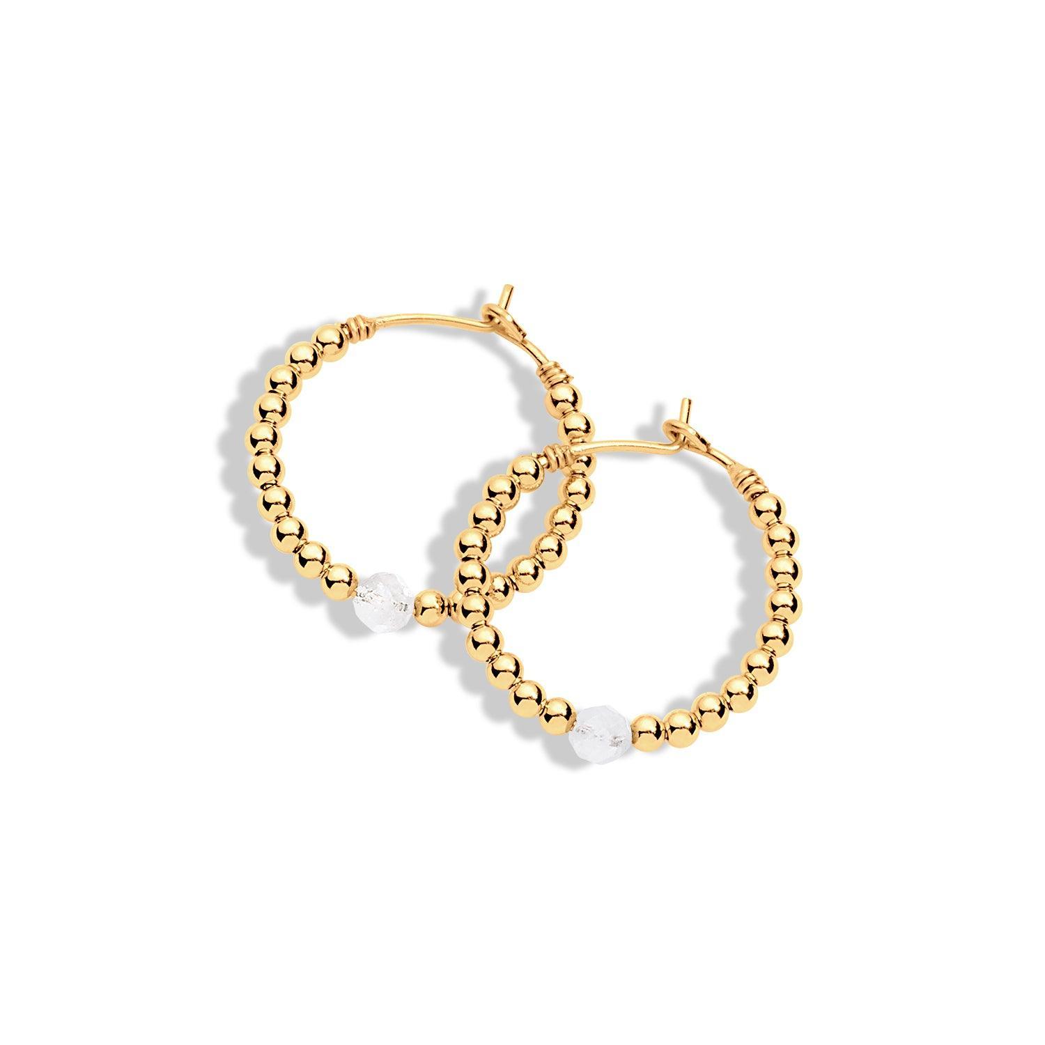 Gold filled beaded earrings with herkimer diamond gemstone
