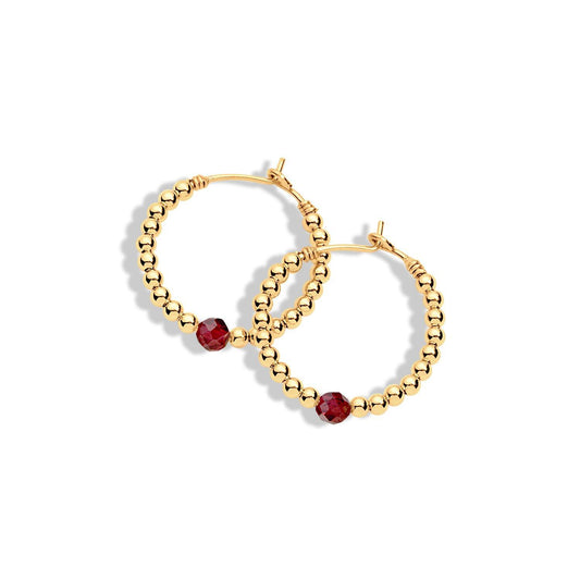 Gold Filled beaded earrings with garnet gemstone