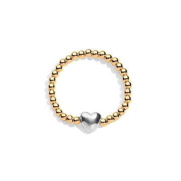 gold filled bead ring with silver heart