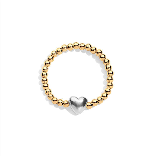 gold filled bead ring with silver heart