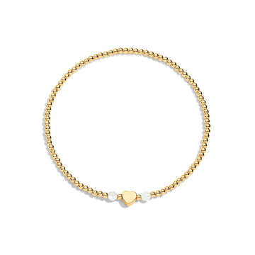 14K gold-filled bracelet with moonstone gemstones and heart accent