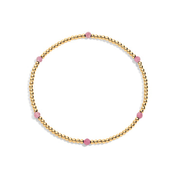 Gold-Filled beaded bracelet with pink gemstones