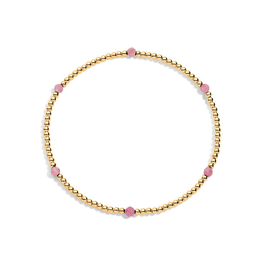 Gold-Filled beaded bracelet with pink gemstones