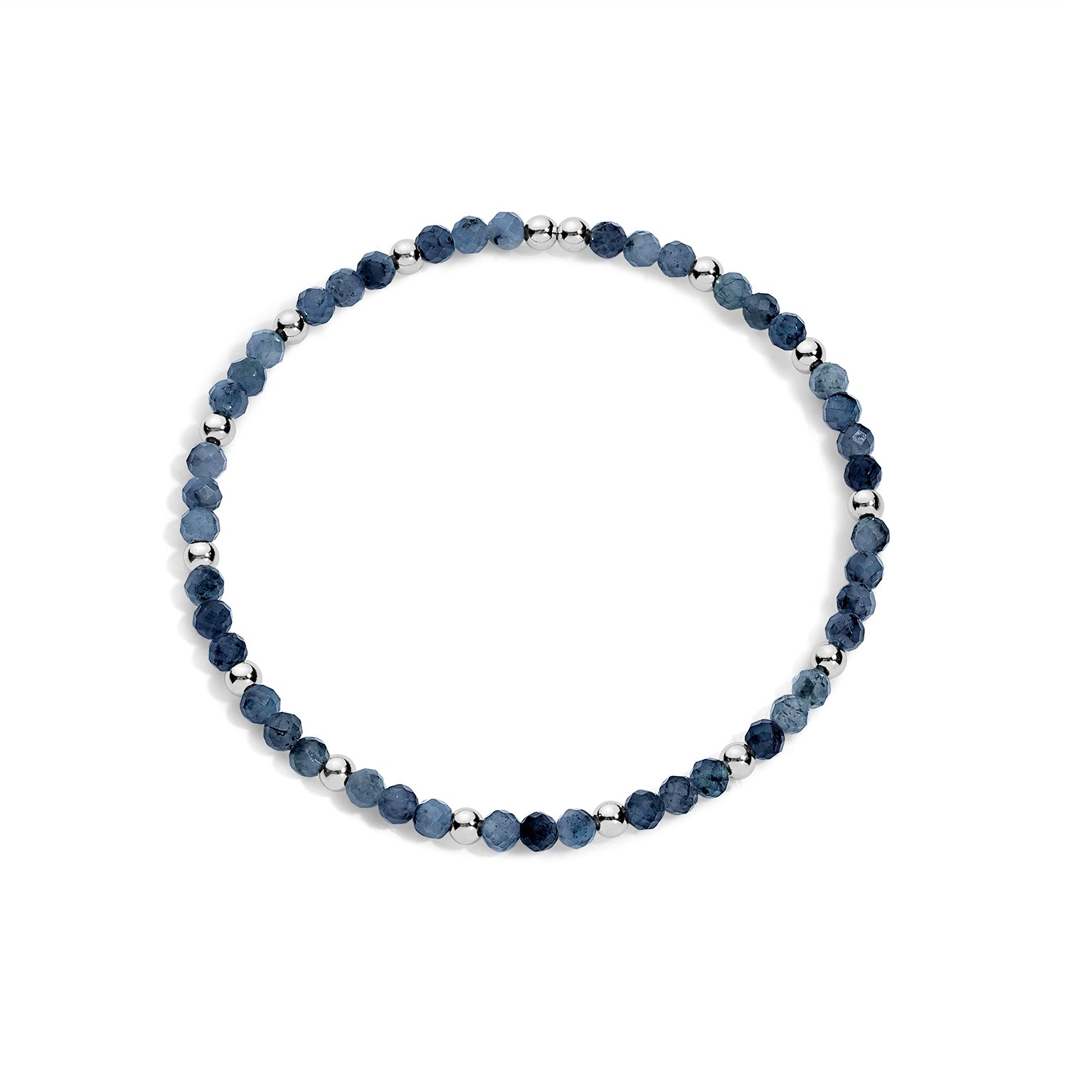 Sterling silver beaded bracelet with sapphire gemstones