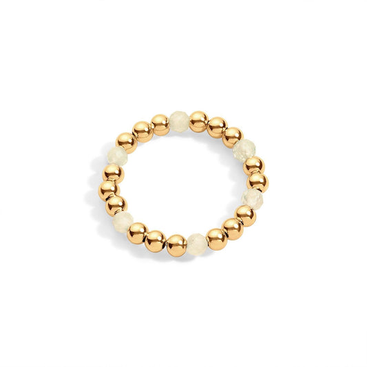 14K gold-filled beaded ring with citrine gemstones