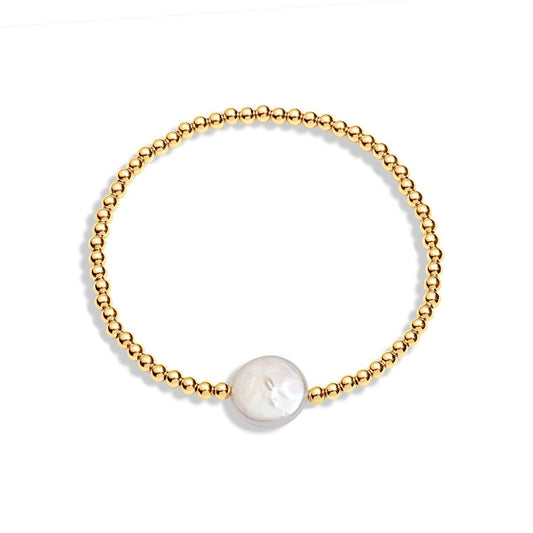 Gold filled beaded bracelet with coin pearl