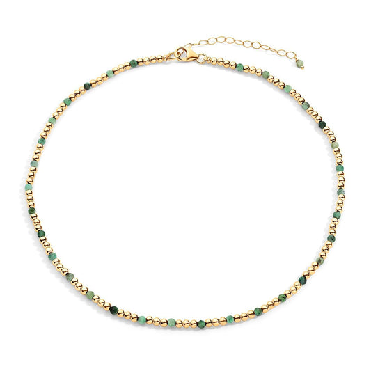  gold-filled chain necklace with emerald semi-precious gemstone accents, displayed against a white background.