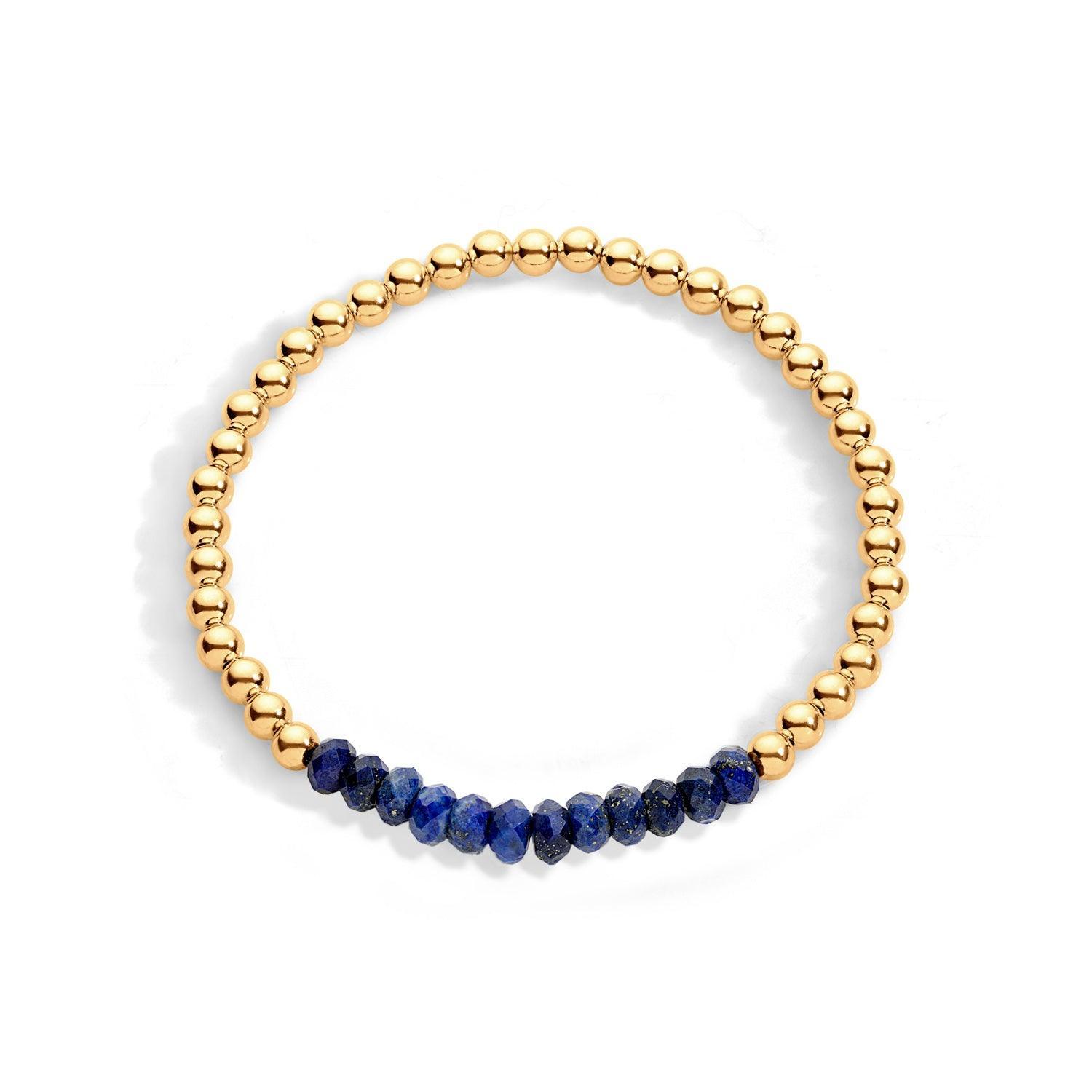 Gold Filled beaded bracelet with lapis gemstones