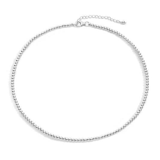 sterling silver 3mm beaded neckalce