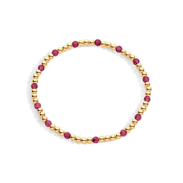 14K gold-filled beaded bracelet with ruby gemstones