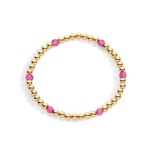 Gold filled beaded bracelet with pink tourmaline gemstones