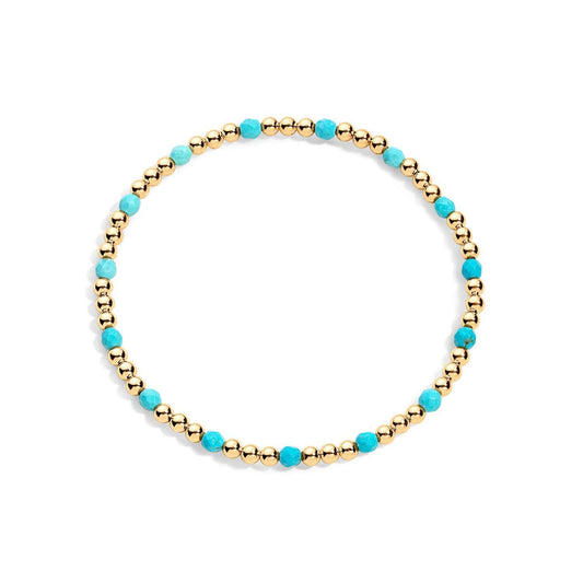 14K gold-filled beaded bracelet with turquoise gemstones