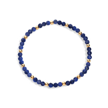 Blue gemstone bracelet with gold-filled accents.