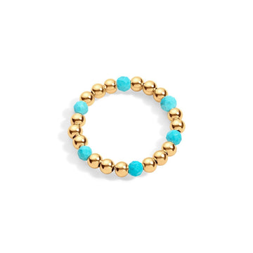 14K gold-filled beaded ring with turqoise gemstones